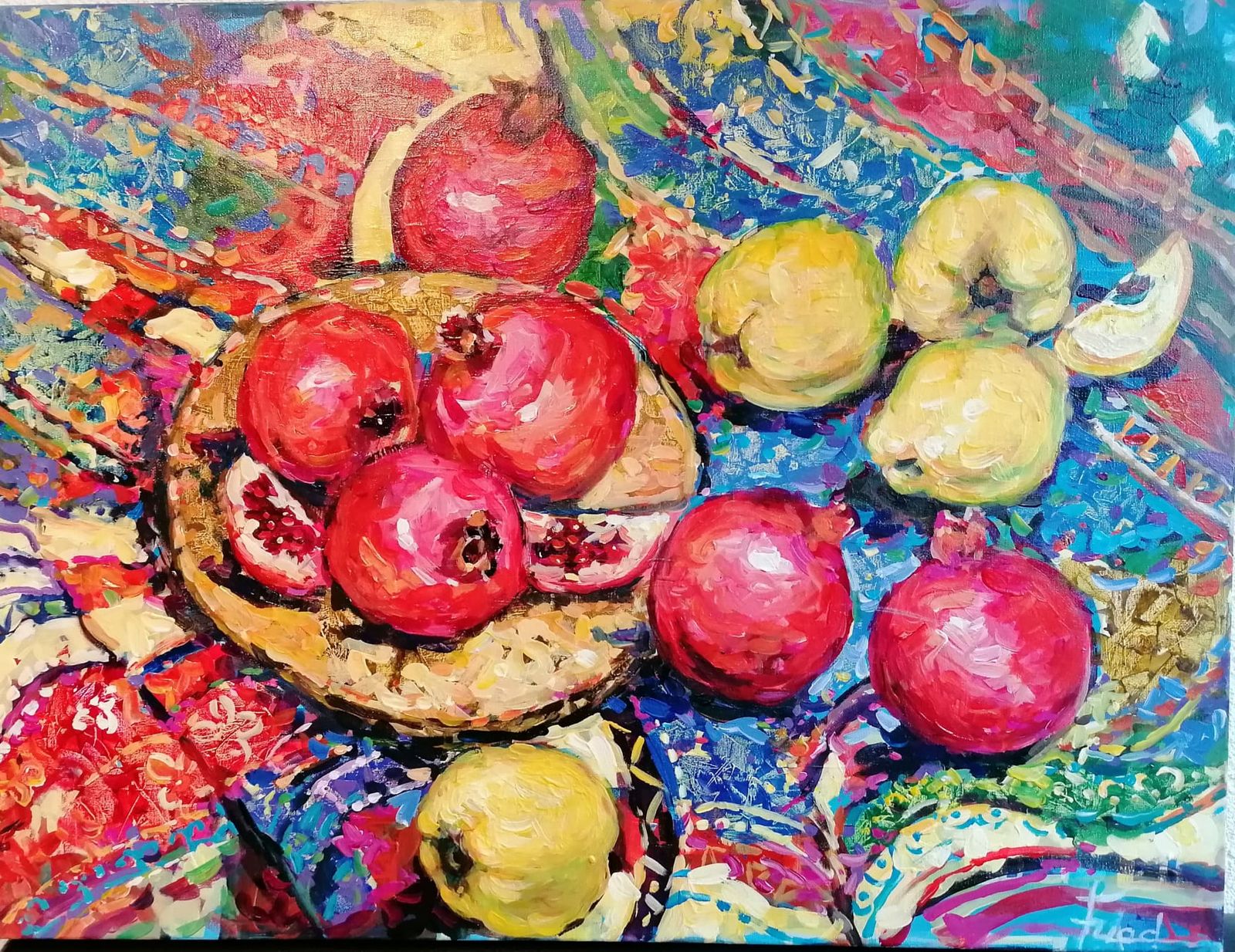 Still life with pomegranats